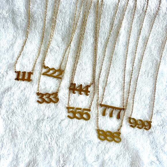 Stainless Steel Angel Number Pendant Necklace 111 222 333 444 555 777 888 999 - Picture 4 of 9